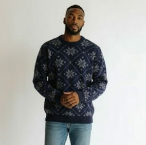 Le Tigre Vintage Blue & Gray Snowflake Sweater